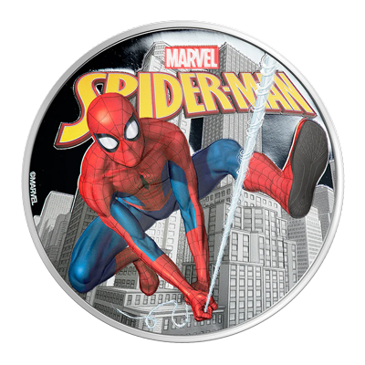 A picture of a 1 oz Silver Spider-Man Coin (2022)